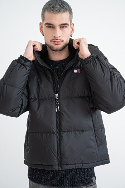 Tommy Jeans Regular Fit Jacket with Logo, Black, Duck Down, XL