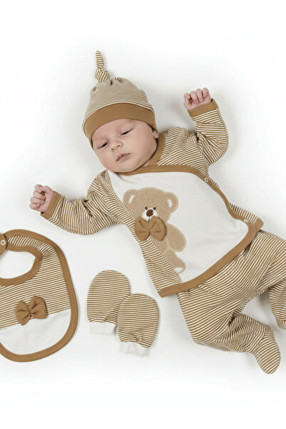 ZEYNUKO Baby Boy Bear with Diaper 5-Piece Newborn Hospital Release Zibin Set