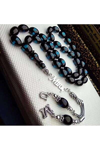 kral hediyelik mavi orjınal cıft renk isme özel gümüş isimlili harflı püsküll...