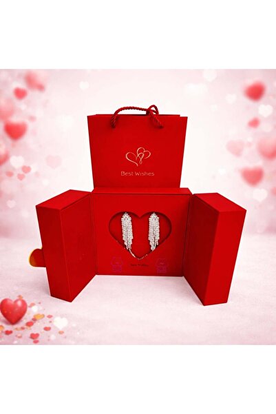 velve Casetă de bijuterii romantică «Best Wishes» – cercei eleganți argintii,...