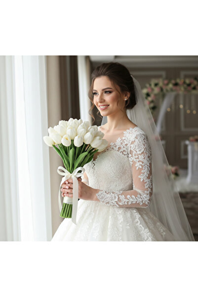 mtemin 20 Adet Lale Tasarımlı Gelin Buketi Modeli-sevgili hediyesi - çiçek bu...