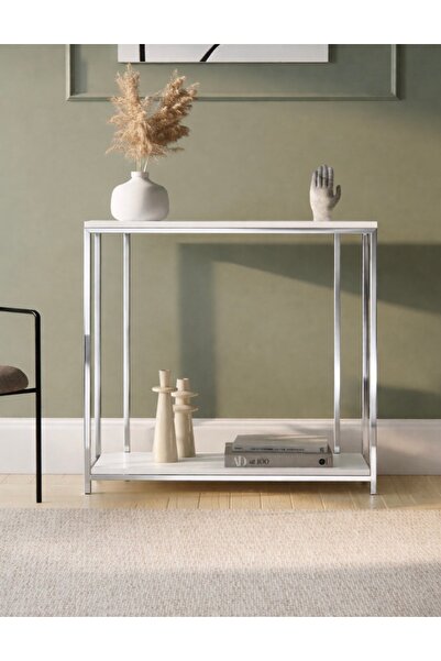 LARADESİGN Senti Krom Dresuar Gümüş Konsol