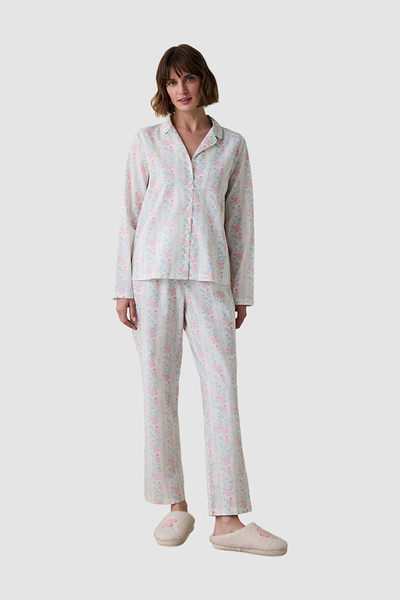 Penti Cute Flowers Floral Shirt Collar Long Sleeve Pajama Set