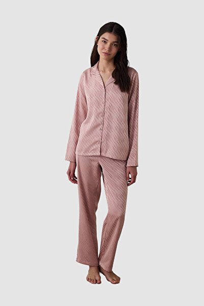 Penti Emma Shirt Collar Long Sleeve Satin Pajama Set
