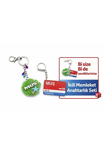 Home Muş Hometown Themed Handmade Keychain Set of 2