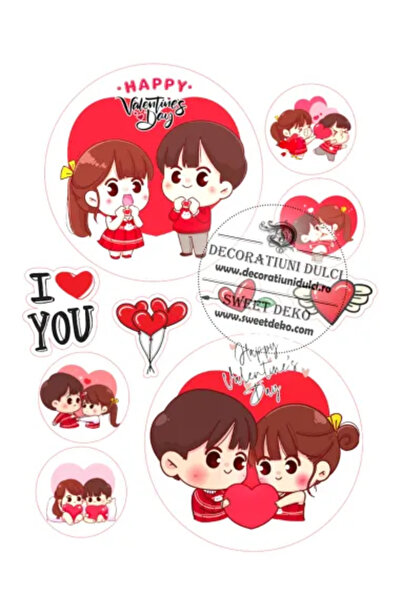 Decoratiuni Dulci Happy Valentine's Day Edible Image | bento cake - Cut out