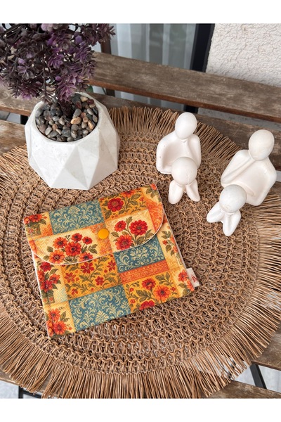 Classbag El Yapımı Özel Desenli Baskı Kumaş, Çıtçıtlı Çok Amaçlı Cüzdan