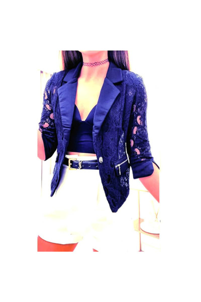 River Flower S021N jacket, dark blue color,
