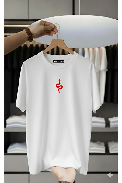 İnazuma Outdoors Unisex Oversize Printed Cotton Crew Neck Short Sleeve White ...