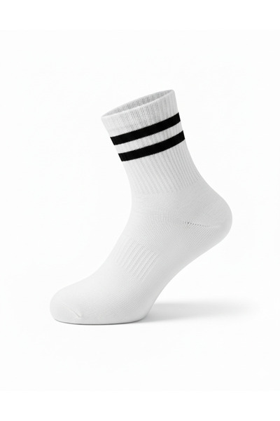 Jooy White Black Striped College Tennis School Sports Socks - 1 Pair