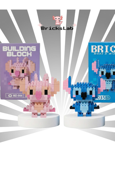 Bricks Mini Angel & Stitch Figür Seti 3D Puzzle – Mini İkili Yapı Oyuncağı