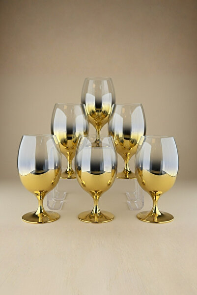 rova tr İpek Serisi Titanyum Kaplama Modern Cam Su Bardağı Premium Set - 6 Ki...