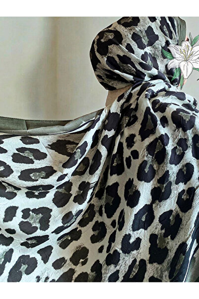 MAHZA DESIGN Leopar Desen Bambu Kraş Şal Yeşil