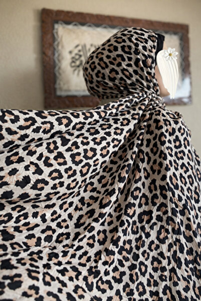 MAHZA DESIGN Leopar Desen Bambu Kraş Şal Siyah