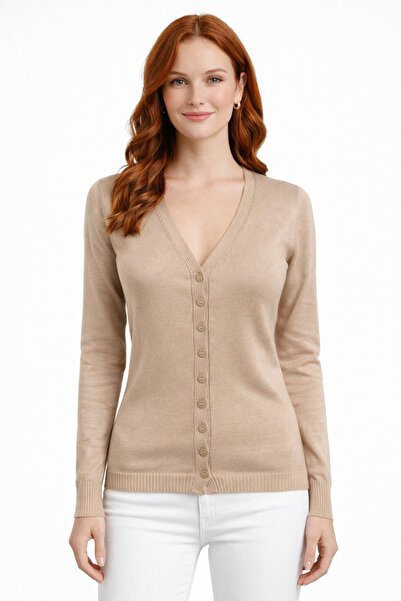 Neden Tekstil V-neck Buttoned Basic Knitwear Cardigan