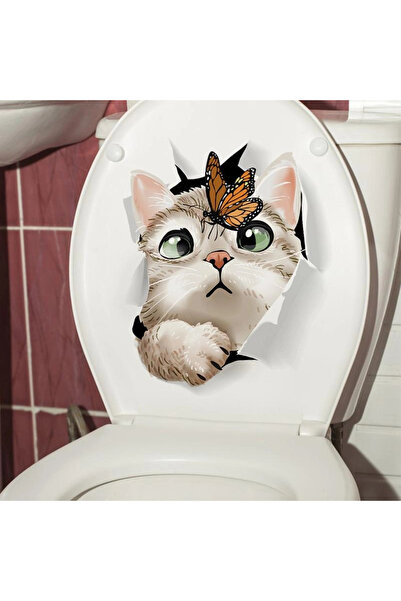 Generic Brand Decohandy Toilet Seat Sticker Cat Vs Butterfly