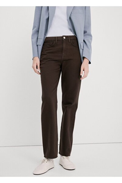 MANGO Woman Matilda düz kesim orta bel jean pantolon