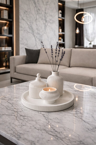 Zigzag Home Decorative Bohemian 4-Piece Vase Set, Striped Tray, Tealight Cand...