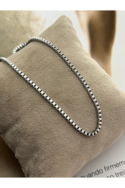 roshel Tarnish Resistant Stainless Steel Cube Chain Silver Color Necklace 45 ...