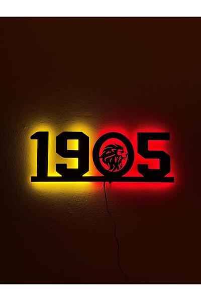 sem concept Ledli 1905 Sarı Kırmızı Taraftar Aslan Tablo, Galatasaray Gece La...