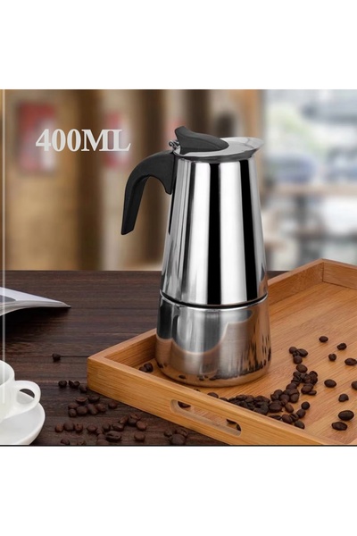 LUXURY 400ml Moka pot, Italian espresso coffee maker, stainless steel, rust-r...