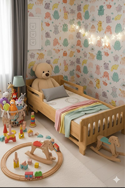 blanch Korkuluklu MDF Ceviz Bebek Yer Yatağı 70-140 – Montessori Konsept Çocu...