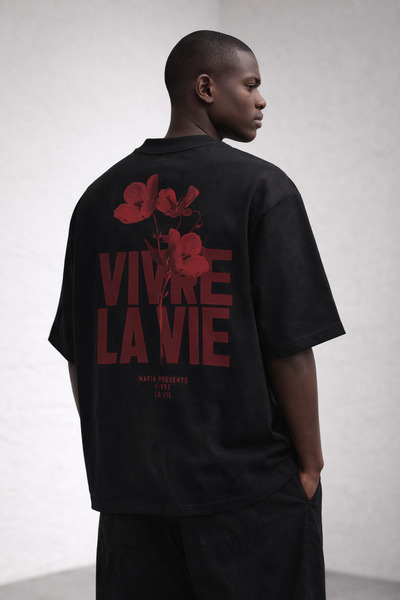 Compostela Unisex Women's Men's Vivre La Vie Flower Printed Oversize Thick Fa...