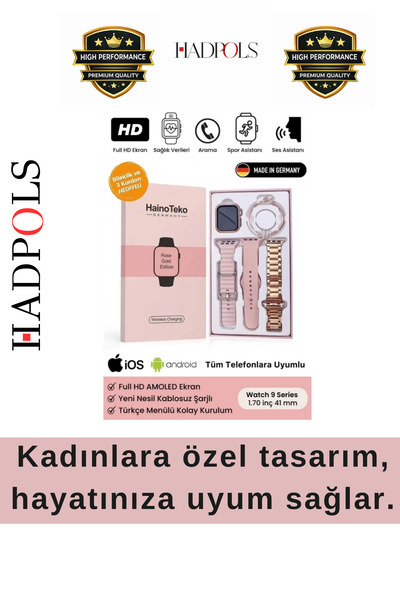 HadPols #AkıllıSaat 3 Kordonlu Wireless Şarjlı Spor Sağlık Sensörlü Watch 9 S...