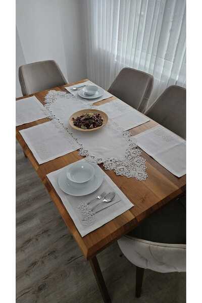 ZESA HOME Linen Textured Luxury French Lace American Set - 8 Person, 9 Pieces