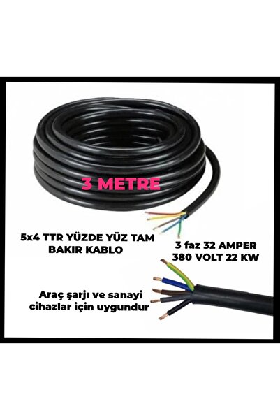 HES KABLO 5X4 TTR YÜZDE YÜZ TAM BAKIR KALIN KABLO (TRİFAZE ARAÇ ŞARJI İSTASYO...