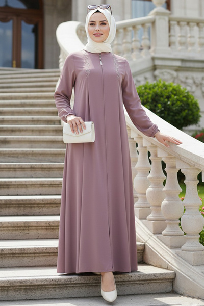 N.S NEVA STYLE Zippered Camel Hijab Ferace 45311C