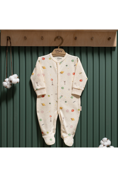 Tiffany %100 Pamuklu OEKO-TEX Sertifikalı Unisex Bebek Organik Uzay Desen Tul...