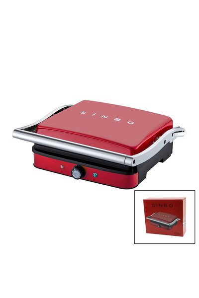 Fırsatkolik Red Grill and Toaster with Adjustable Heat, 180 Degree Openable T...