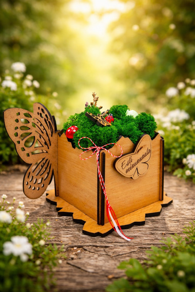 OEM Martisor Gift for Her with Stabilized Lichens, Wooden Decoration You Are ...