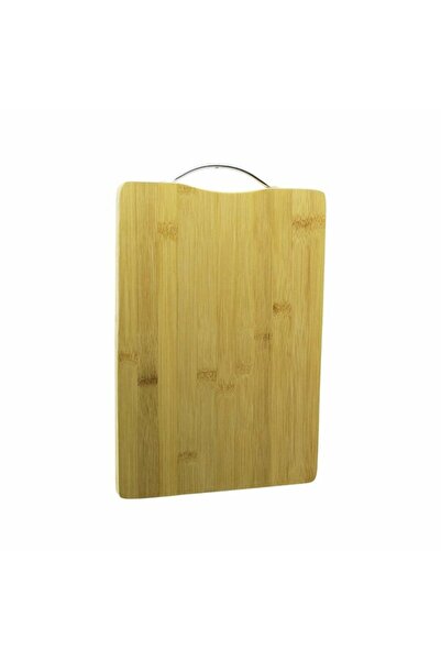 Fırsatkolik Wooden Dark Bamboo Cut Board with Metal Handles 22X32Cm (5067)