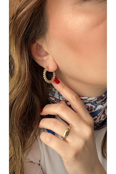 XUPING JEWELRY 14k gold başak desenli halka küpe