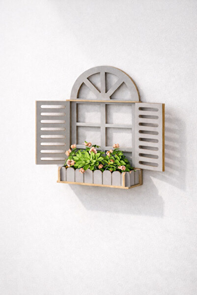 DOKTOR AHŞAP Ahşap Panjur Duvar Rafı Çiçeklik Duvar Süsü MDF LAM