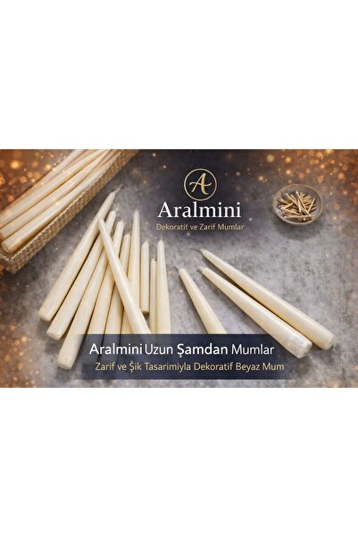 aralmini 10’lu Dekoratif Uzun Şamdan Mum | Şık Masa & Ev Dekorasyonu