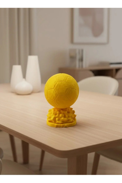 Fırsatkolik Yellow Football Ball Decorative Figurine 10cm Modern Tabletop Acc...