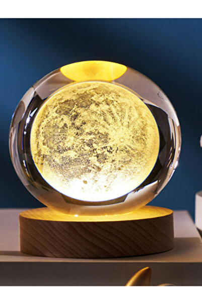 OEM Lampă de veghe cu glob din cristal 3D – Luna, lumină LED caldă