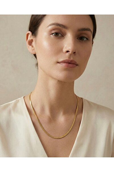 MaisonAHM Gold color flat snake steel necklace