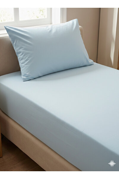 Maki Home Makiteks 100% Cotton Ice Blue 90X190+50X70 cm Single Fitted Sheet Set