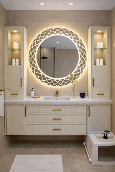 eagle mirror "Endless23" Dekoratif Desenli Ledli Dokunmatikli Trafolu Banyo A...