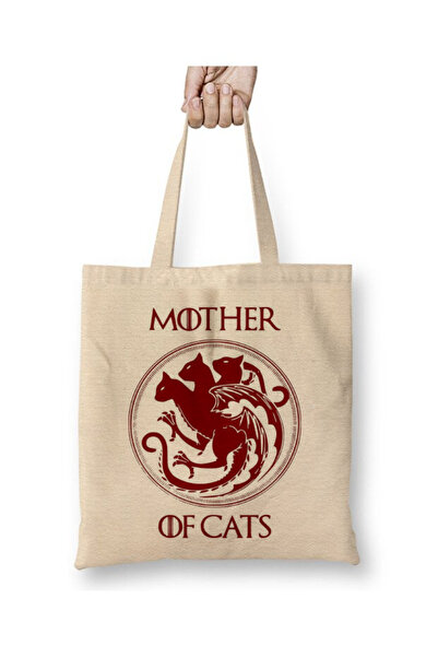 Toyaso Mother of Cats Cat Mom White Tote Bag Long Handle Shopping Bag Beach Bag
