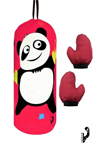 Fırsatkolik Çocuk Boks Kum Torbası Eldiven Dahil 2-6 Yaş Panda Pembe