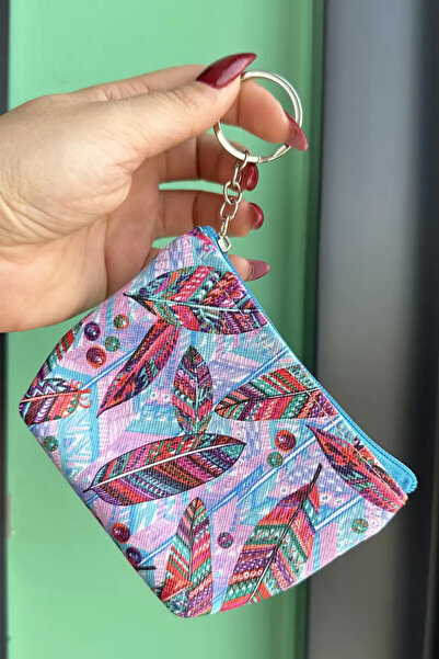 MDCOLLECTİON Karışık Renkli Tüy Figürlü Mini Cüzdan & Anahtarlık – Şık, Prati...