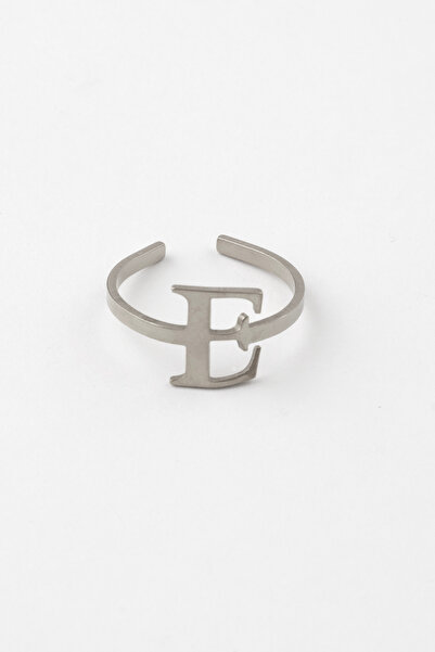 Sortie Aksesuar خاتم حرف E من الفولاذ المقاوم للصدأ قابل لتعديل الحجم ولا يتغ...