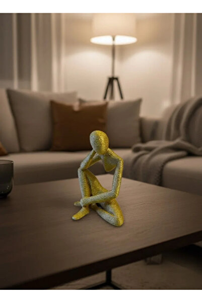 Fırsatkolik Minimal Yellow Human Figure Figurine Home and Office Decor
