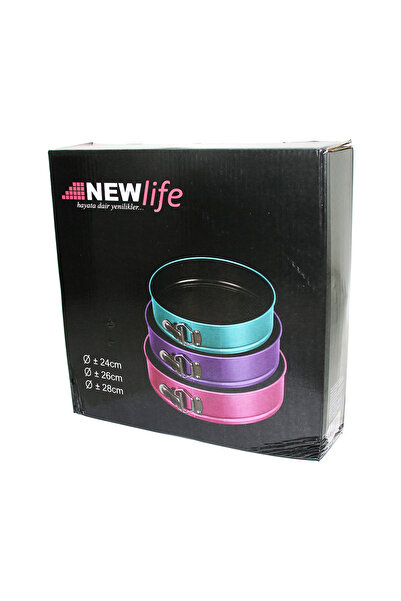 Fırsatkolik 3 Pieces Round - Metal Cake Mold with Colorful Clamp 24-26-28cm (...