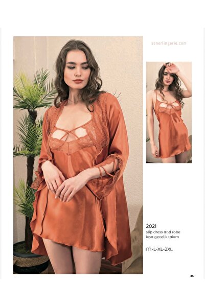 MERSEY Pencere Dekolteli Saten Gecelik